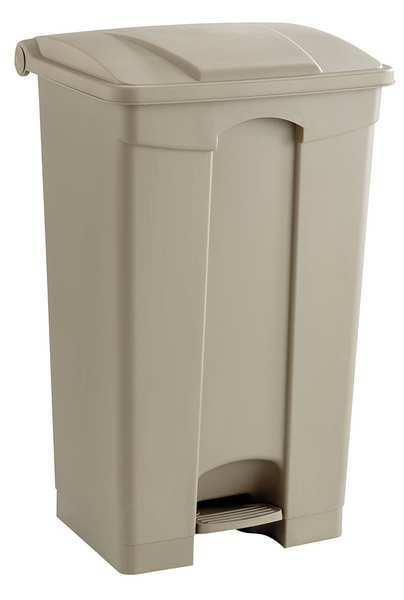 23 gal Rectangular Trash Can, Tan, 19-1/2