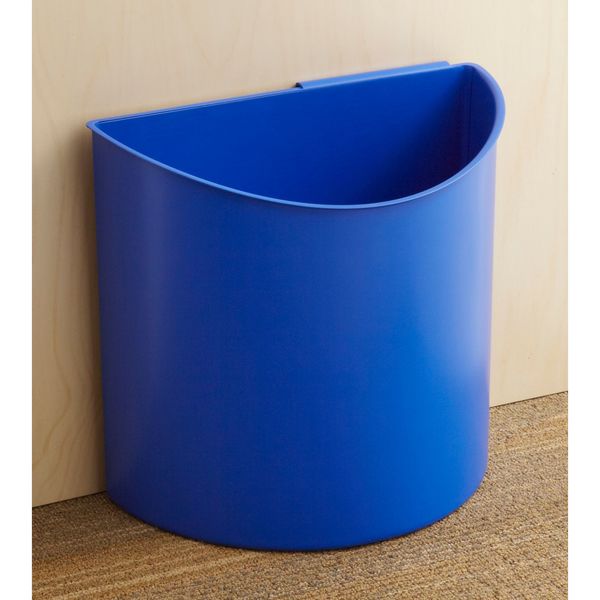 6 gal Half-Round Recycling Receptacle, Black/Blue, 13