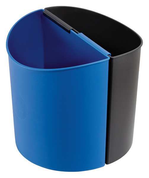 6 gal Half-Round Recycling Receptacle, Black/Blue, 13