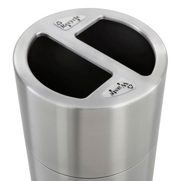 15 gal Round Trash Can, Stainless Steel, 17-1/2