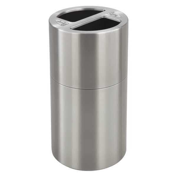 15 gal Round Trash Can, Stainless Steel, 17-1/2