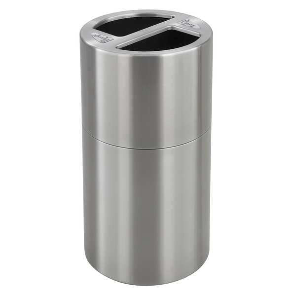 15 gal Round Trash Can, Stainless Steel, 17-1/2