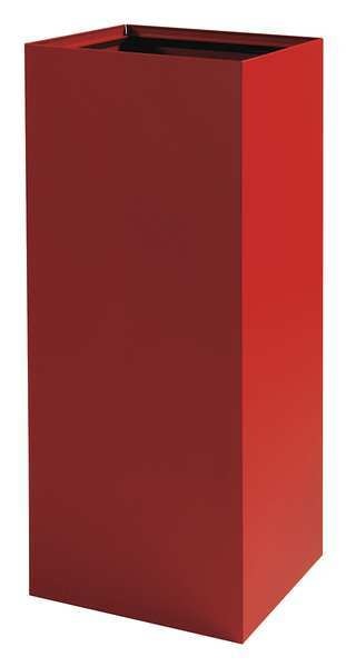 37 gal Square Recycling Bin, Open Top, Red, Steel, 1 Openings