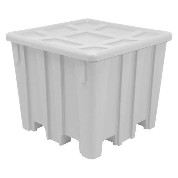 White Bulk Container, Plastic, 35 cu ft Volume Capacity