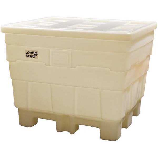 White Bulk Container, Plastic, 32 cu ft Volume Capacity