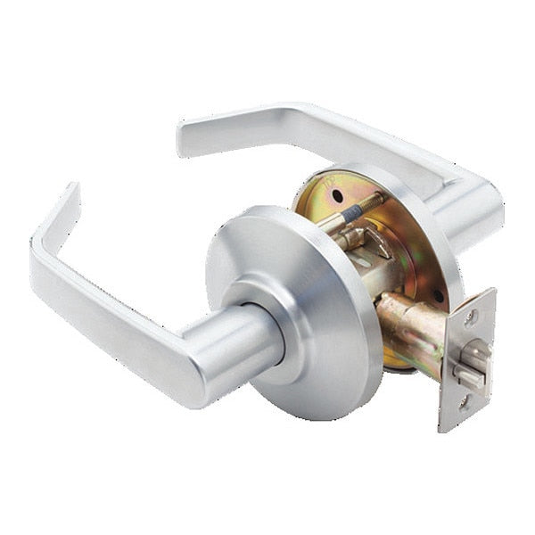 Cylindrical 7KC Lock, Passage, Lever, Rose, Satin Chrome