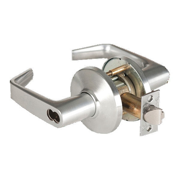Cylindrical 9K Lock, Storeroom, Lever, Rose, STK, Satin Chrome AM