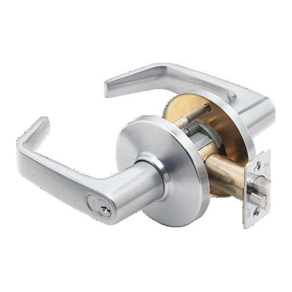 Cylindrical 9K Lock, Entrance, Lever, Rose, S3, Satin Chrome AM
