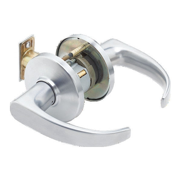 Cylindrical 9K Lock, Privacy, Lever, Rose, STK, Satin Chrome AM
