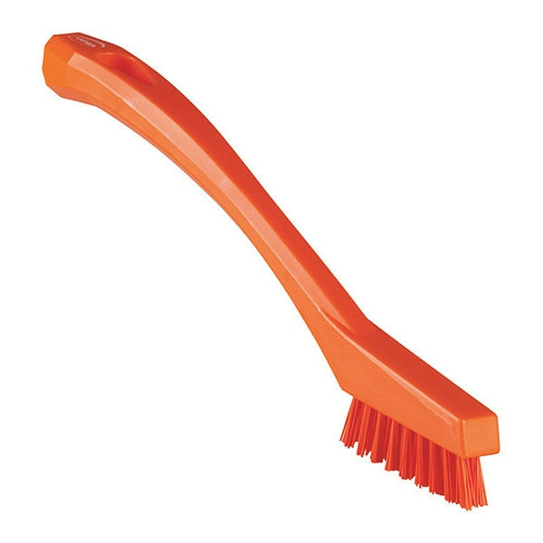 1/2 in W Detail Brush, Stiff, 5 1/2 in L Handle, 2 in L Brush, Orange, Plastic, 8 in L Overall