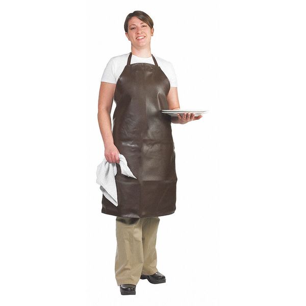 Bib Apron, Vinyl, Brown, Extra Long, 37