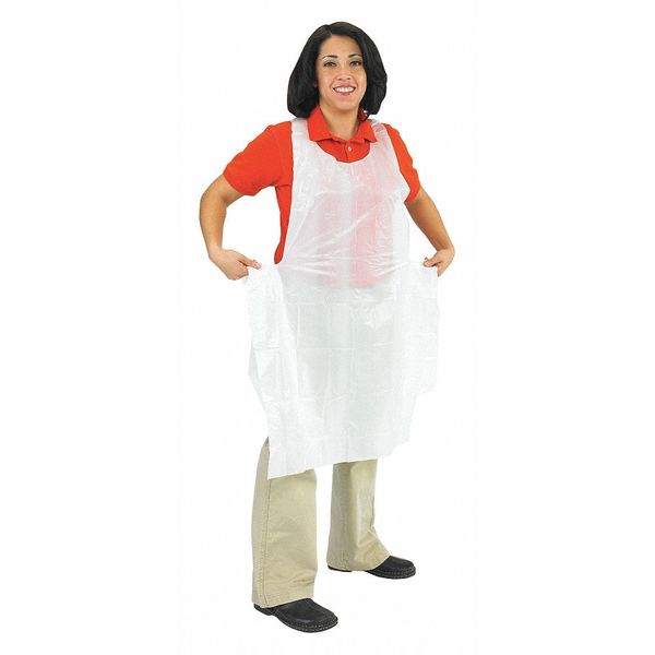 Bib Apron, Disposable, L, Wht, PK1000