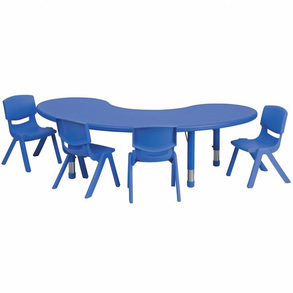 Kidney Activity Table, 35 X 65 X 23.75, Plastic, Steel Top, Blue