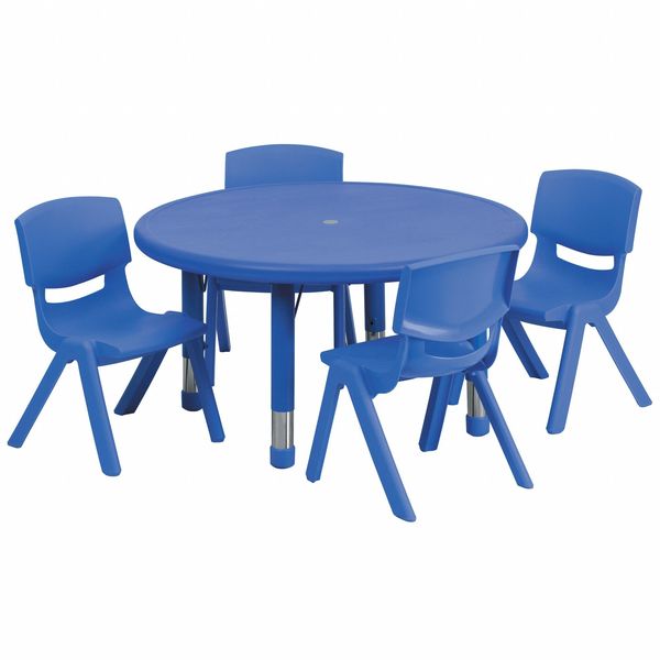 Round Activity Table, 33 X 33 X 23.75, Plastic, Steel Top, Blue
