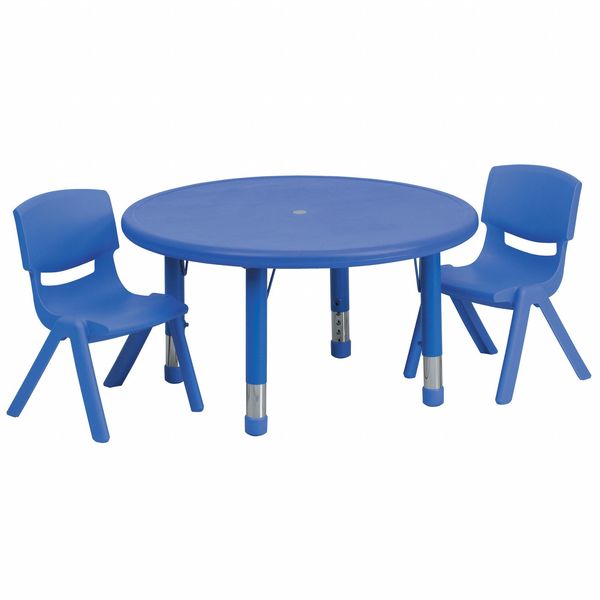 Round Activity Table, 33 X 33 X 23.75, Plastic, Steel Top, Blue
