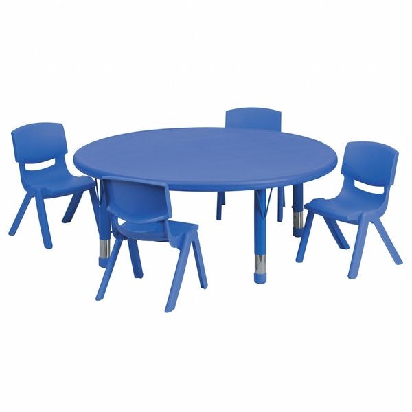 Round Activity Table, 45 X 45 X 23.75, Plastic, Steel Top, Blue