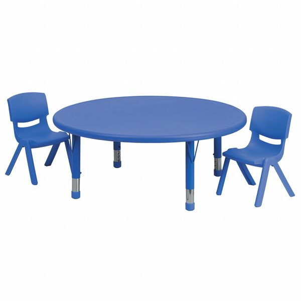 Round Activity Table, 45 X 45 X 23.75, Plastic, Steel Top, Blue
