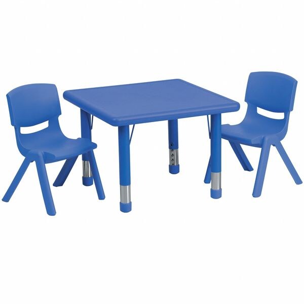 Square Activity Table, 24 X 24 X 23.75, Plastic, Steel Top, Blue