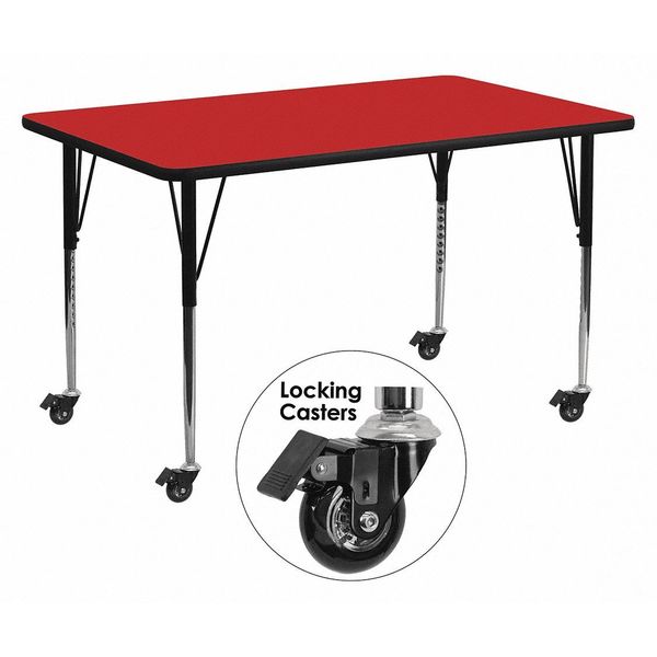 Rectangle Actvt Table, Rect, Red, Lckng Cstrs, 30