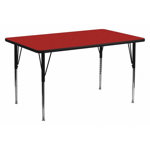 Rectangle Activity Table, 30 X 72 X 30.125, Chrome, Laminate, Particleboard, Steel Top, Red