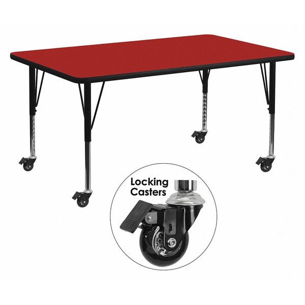 Rectangle Actvt Table, Rect, Red, Lckng Cstrs, 30