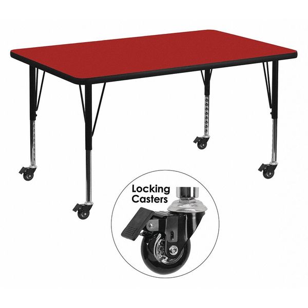 Rectangle Actvt Table, Rect, Red, Lckng Cstrs, 36