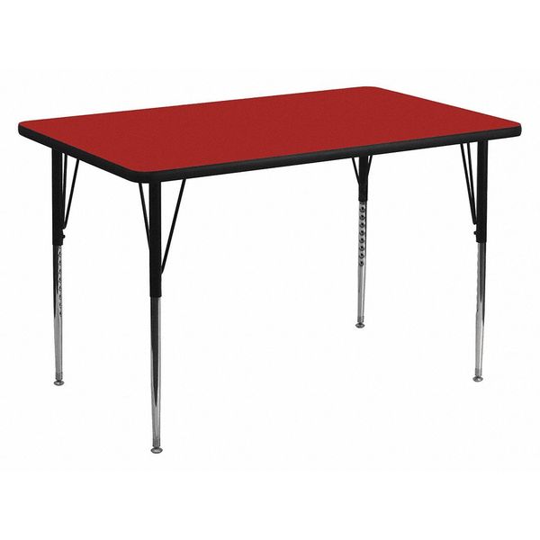 Rectangle Activity Table, 30 X 48 X 30.125, Chrome, Laminate, Particleboard, Steel Top, Red