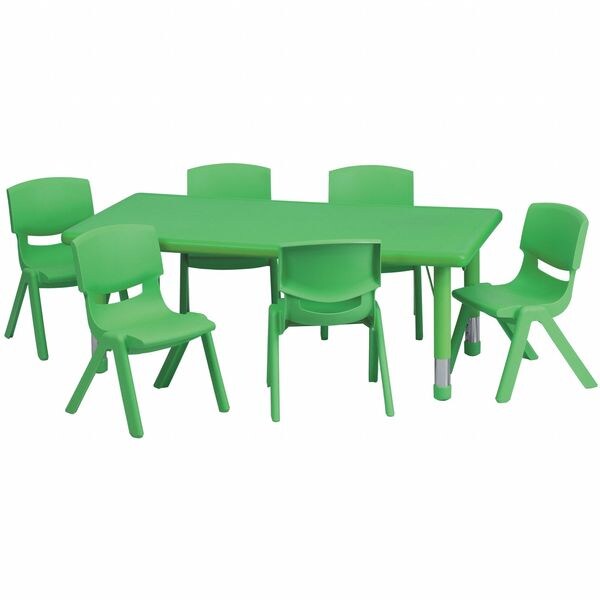 Rectangle Activity Table, 24 X 48 X 23.75, Plastic, Steel Top, Green