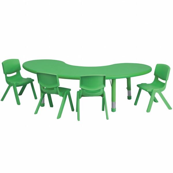 Kidney Activity Table, 35 X 65 X 23.75, Plastic, Steel Top, Green
