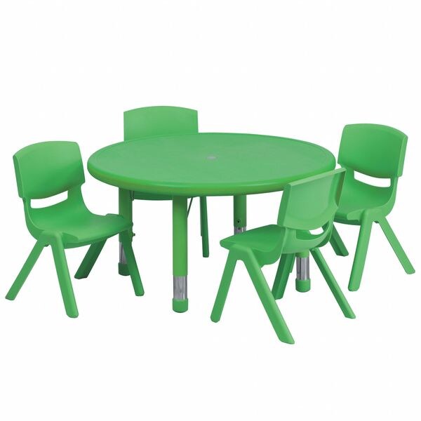 Round Activity Table, 33 X 33 X 23.75, Plastic, Steel Top, Green