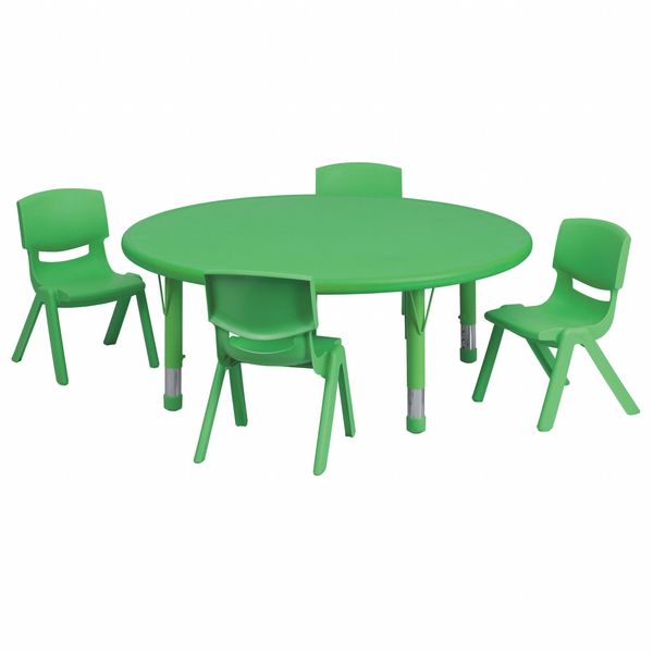 Round Activity Table, 45 X 45 X 23.75, Plastic, Steel Top, Green