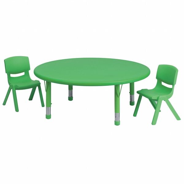 Round Activity Table, 45 X 45 X 23.75, Plastic, Steel Top, Green