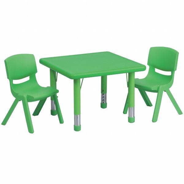 Square Activity Table, 24 X 24 X 23.75, Plastic, Steel Top, Green