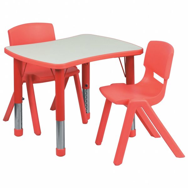 Rectangle Table Set, 21.875 X 26.625 X 23.5, Plastic, Steel Top, Grey