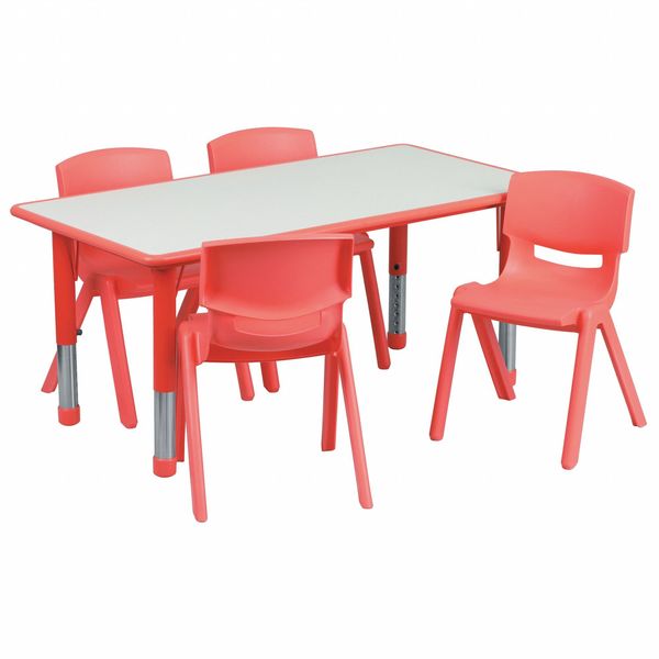 Rectangle Table Set, 23.625 X 47.25 X 23.5, Plastic, Steel Top, Grey