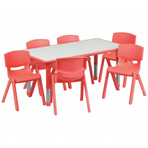 Rectangle Table Set, 23.625 X 47.25 X 23.5, Plastic, Steel Top, Grey