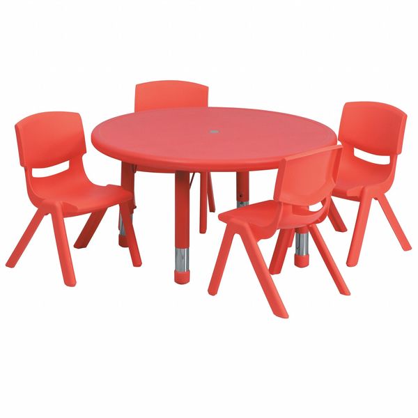 Round Activity Table, 33 X 33 X 23.75, Plastic, Steel Top, Red