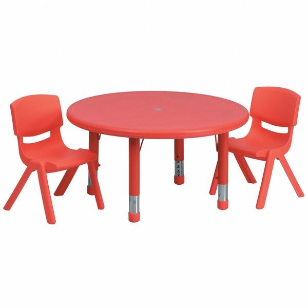 Round Activity Table, 33 X 33 X 23.75, Plastic, Steel Top, Red
