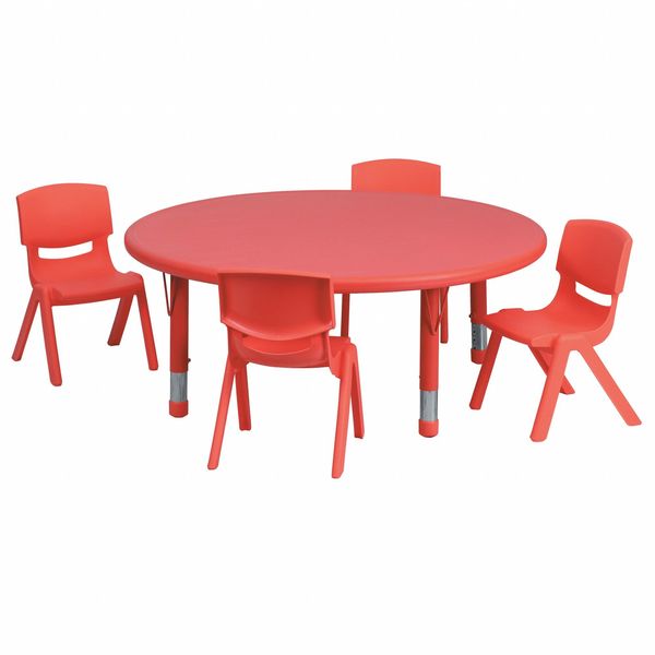 Round Activity Table, 45 X 45 X 23.75, Plastic, Steel Top, Red