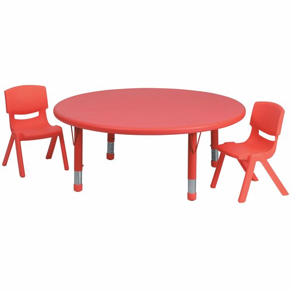 Round Activity Table, 45 X 45 X 23.75, Plastic, Steel Top, Red