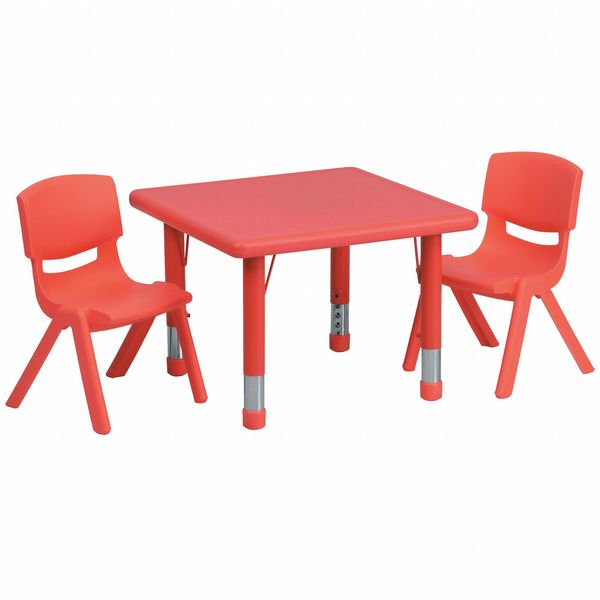 Square Activity Table, 24 X 24 X 23.75, Plastic, Steel Top, Red