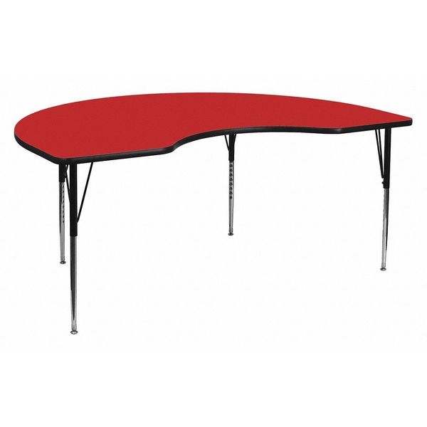 Kidney Table, Kidney Shp, Red, 48x72