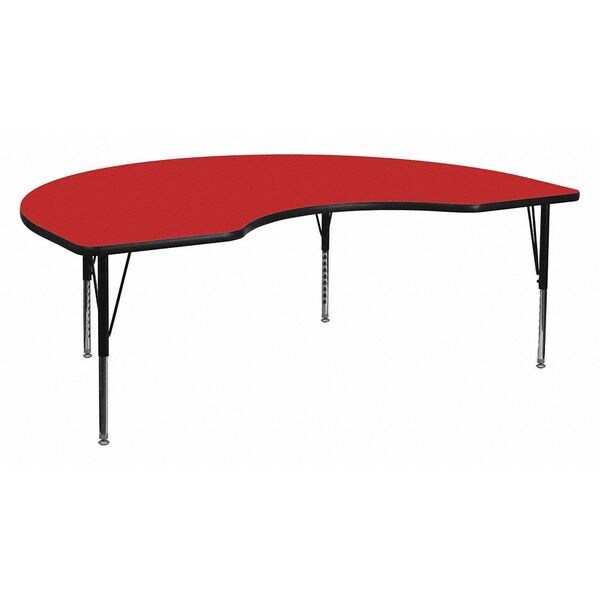 Kidney Table, Kidney Shp, Red, 48x72
