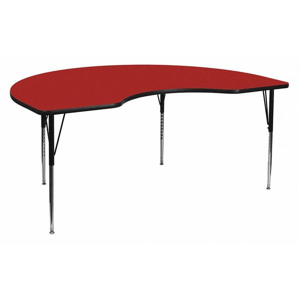 Kidney Table, Kidney Shp, Red, 48x96