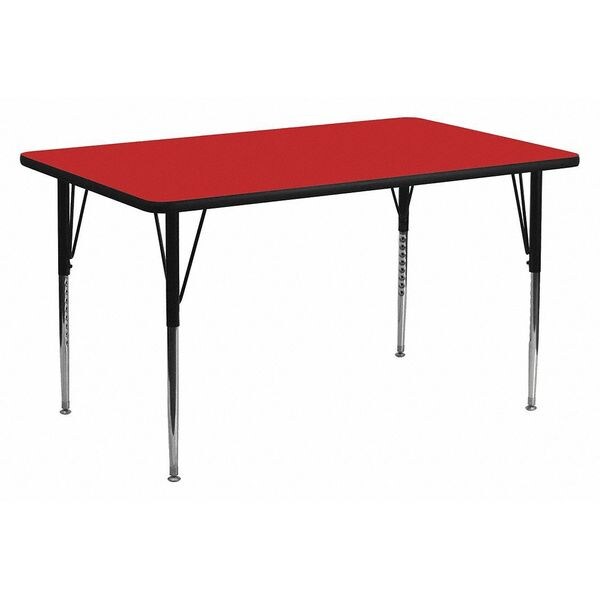 Rectangle Activity Table, 24 X 60 X 30.25, Chrome, Laminate, Particleboard, Steel Top, Red