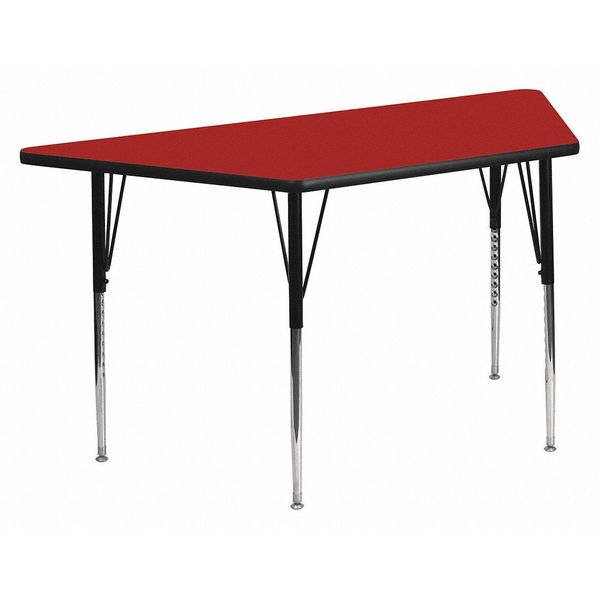 Trapezoid Activity Table, 29 X 57 X 30.125, Chrome, Laminate, Particleboard, Steel Top, Red