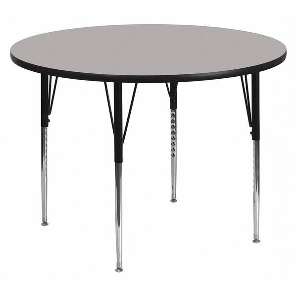 Round Activity Table, 48 X 48 X 30.125, Chrome, Laminate, Particleboard, Steel Top, Grey