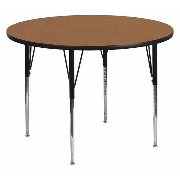 Round Activity Table, 48 X 48 X 30.125, Chrome, Laminate, Particleboard, Steel Top, Wood Grain