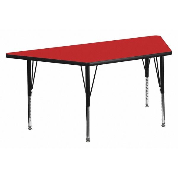 Trapezoid Activity Table, 22.5 X 45 X 25.25, Chrome, Laminate, Particleboard, Steel Top, Red