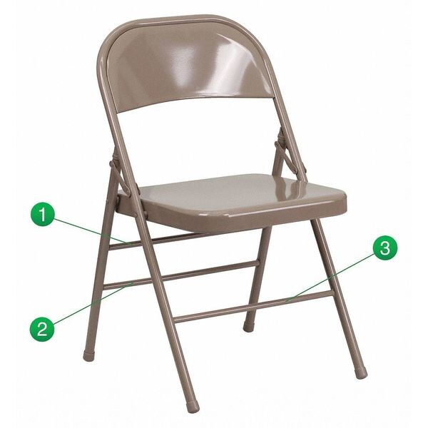 Folding Chair, Metal, Beige